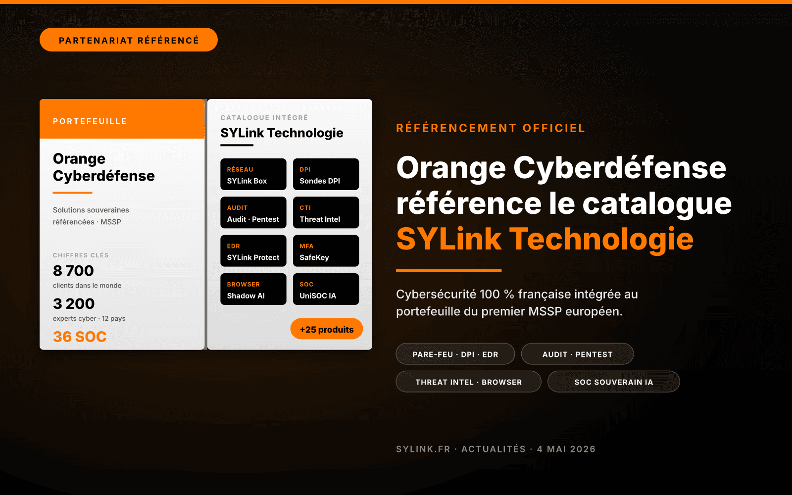 Orange Cyberdéfense référence le catalogue SYLink Technologie dans son portefeuille de solutions souveraines
